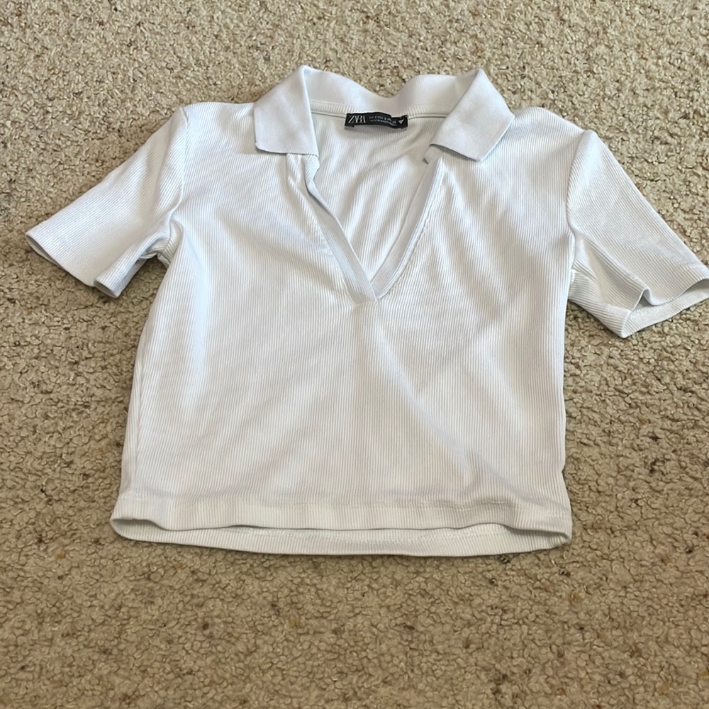 Zara cropped polo top